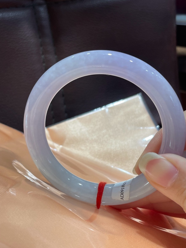 缅甸a货翡翠手镯紫罗兰圆条55圈