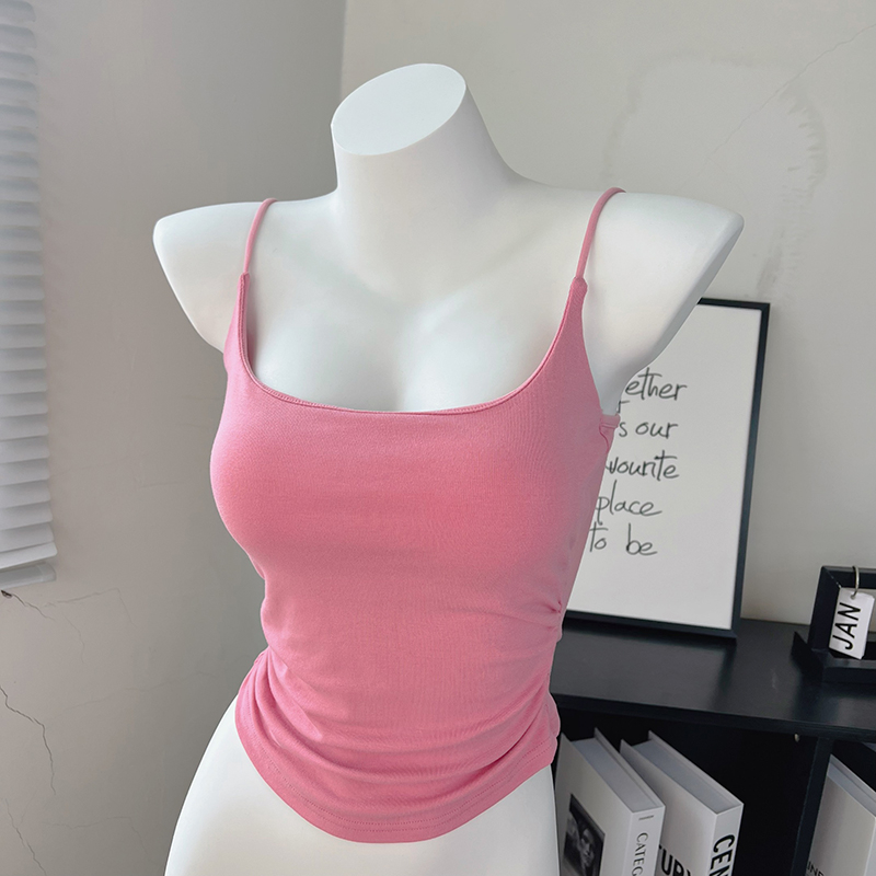 吊带背心女夏季带胸垫美背文胸一体内衣西装内搭打底运动短款上衣