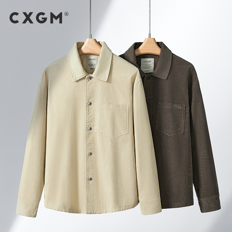CXGM休闲外套【紧密型灯芯绒100%棉】2024春季新款宽松工装翻领夹克