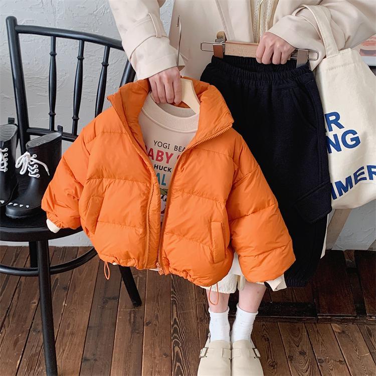 儿童面包服棉服2023冬款冬季时髦男女婴儿纯色贴标宽松外套