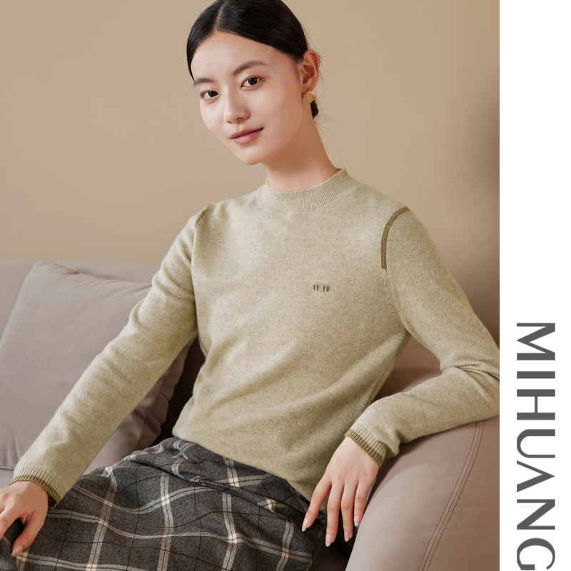 huang/米皇2022年秋冬半高领羊绒女衫简约打底522123