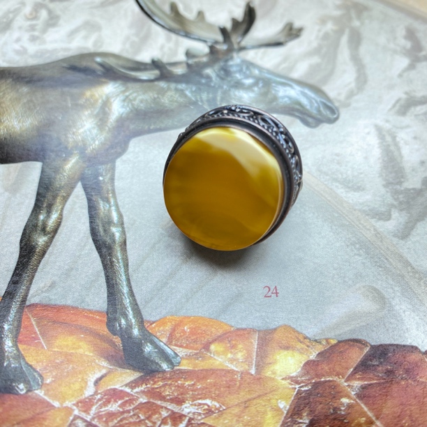 老蜜蜡定制款戒指手工简约复古风