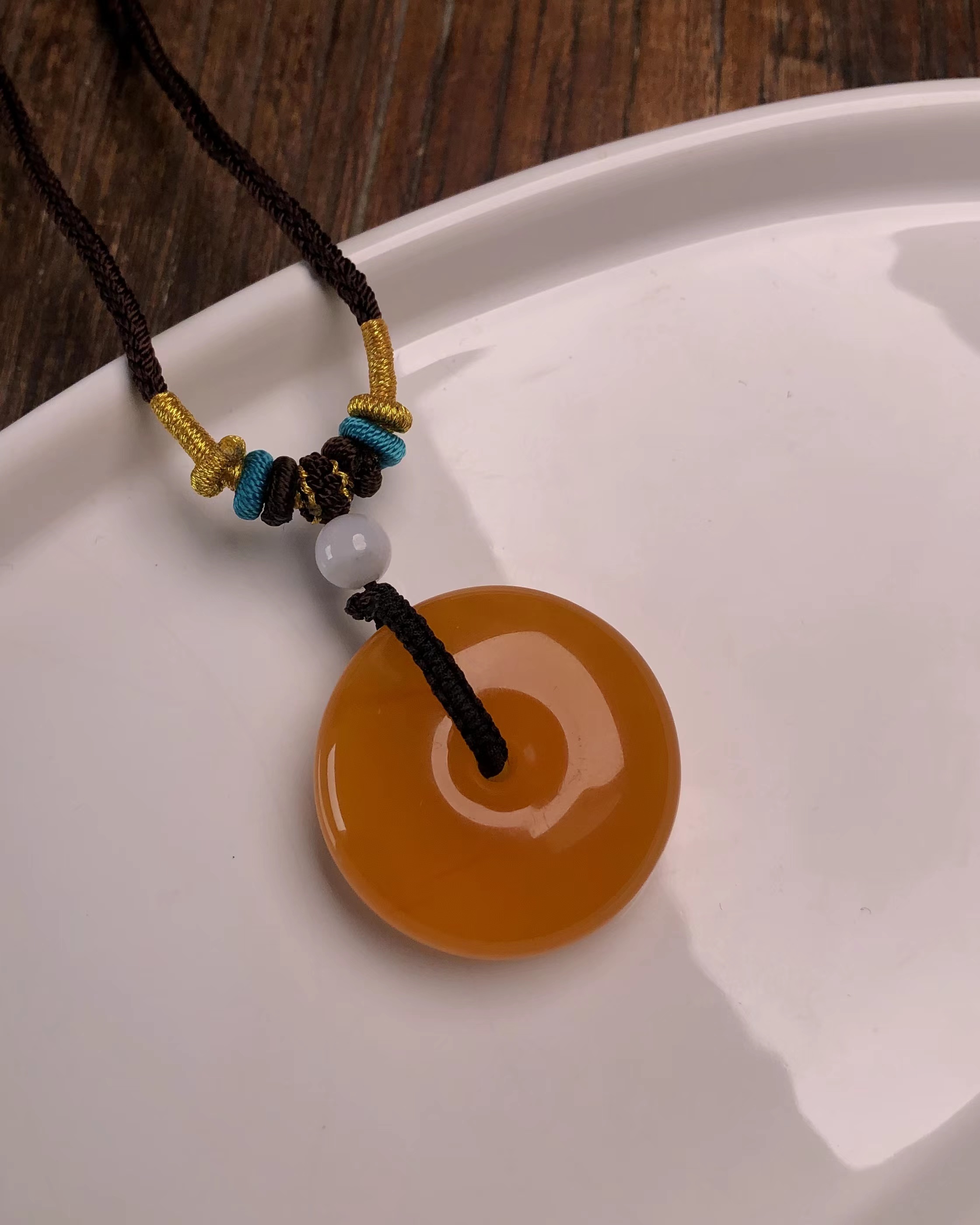 经典糖蜜飘花平安扣吊坠