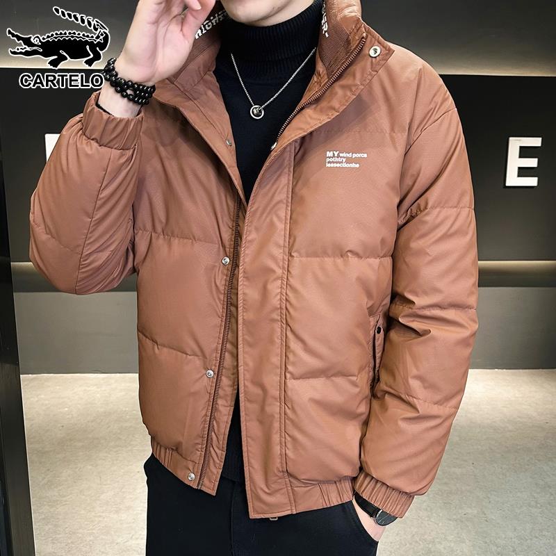 鳄鱼短款羽绒服男士冬季御寒保暖面包服韩版高级感青年休闲外套男