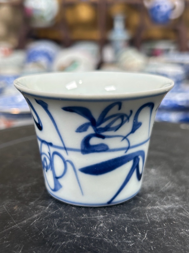 景德镇陶瓷手绘刀字纹马蹄杯容量80cc