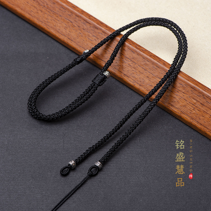 男女款天珠横穿挂绳手编藏式饰品民族复古国风玉坠挂脖锁骨脖挂绳