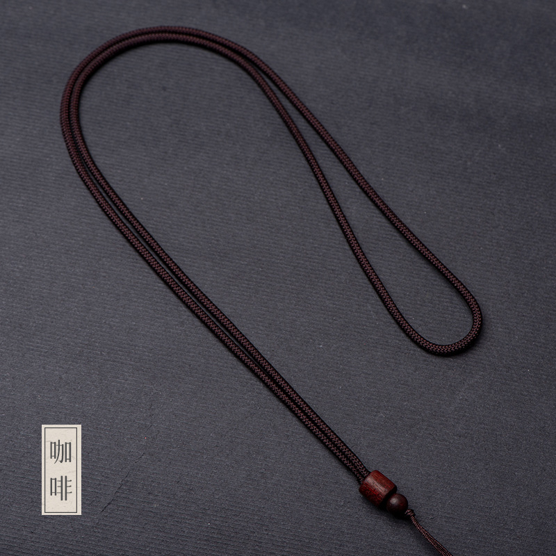 短款小檀木珠套头项链绳复古风玉石吊坠绳时尚挂绳半成品diy咖啡