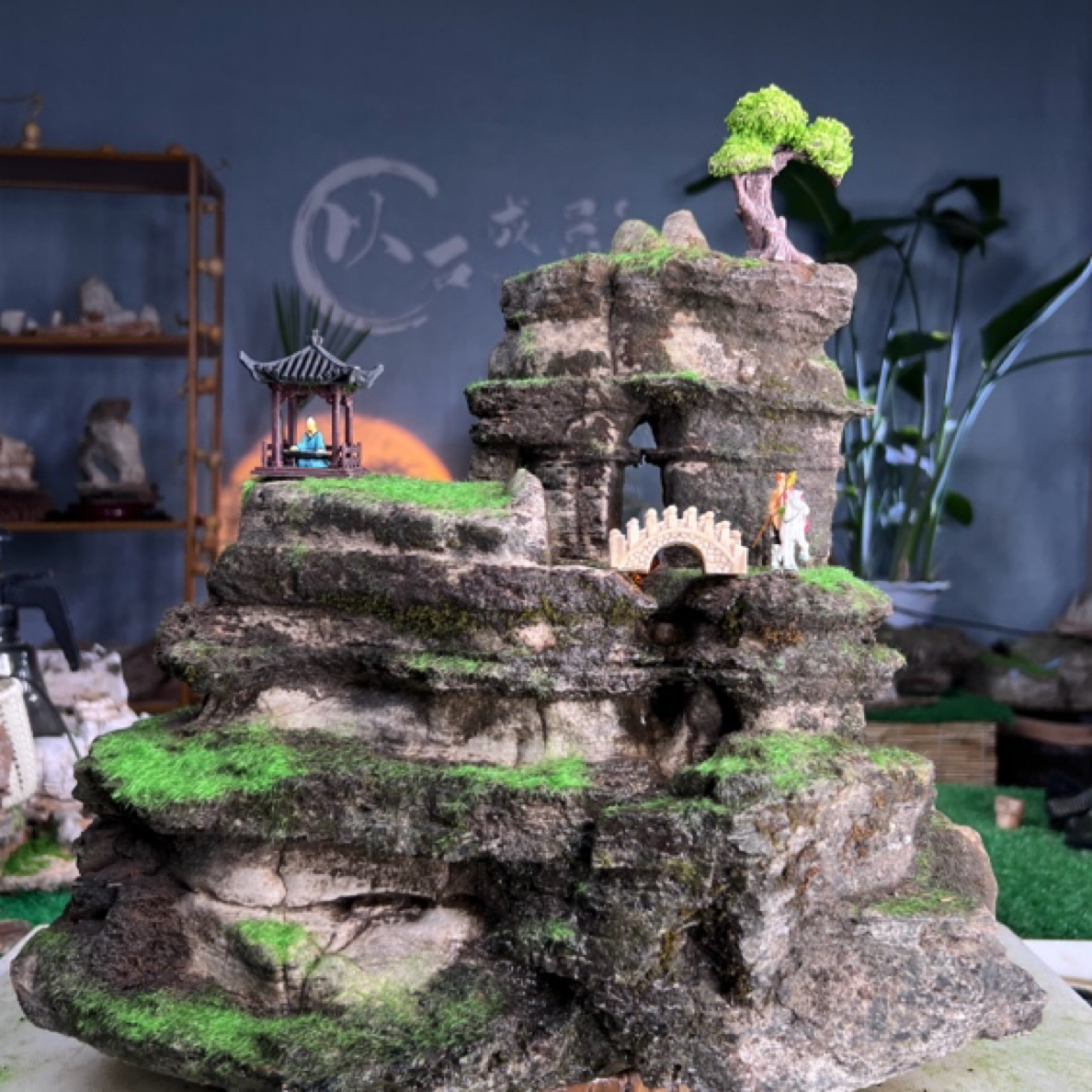 天然太行奇石鱼缸布景参考盆景石摆件流水摆件景观石