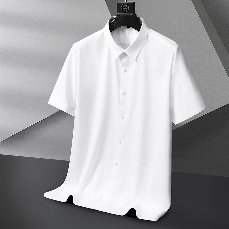 功能性三防工艺荷叶聚水原理大码男士夏季商务休闲工装短袖衬衫