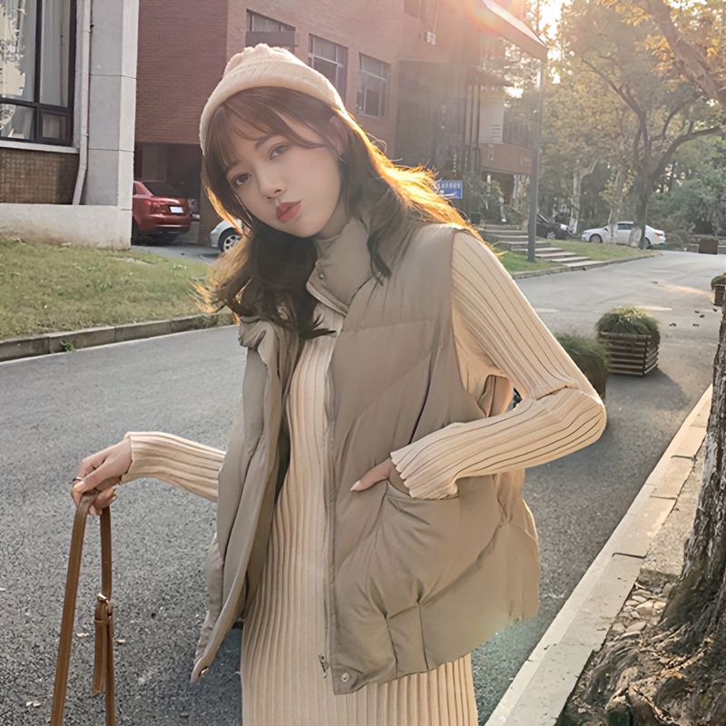 【906】韩国东大门女装2023休闲百搭宽松立领棉服马甲小个子外套9