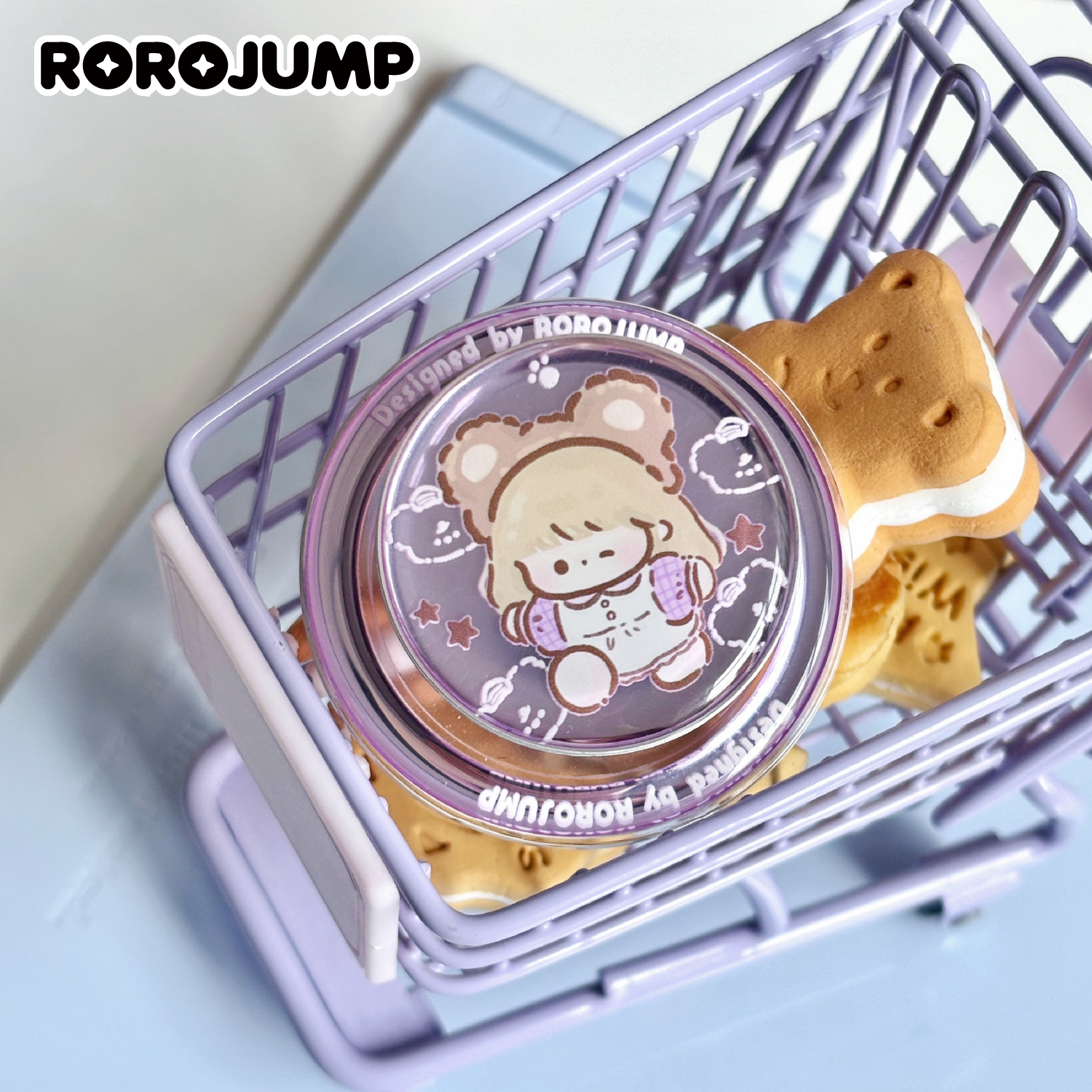 肉肉酱熊熊水手原创亚克力磁吸手机支架简约滴胶防水可拆卸背贴女