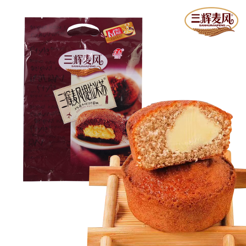 SANHUIMAIFENG/三辉麦风提拉米苏巧克力味蛋黄派夹心蛋糕解馋零食