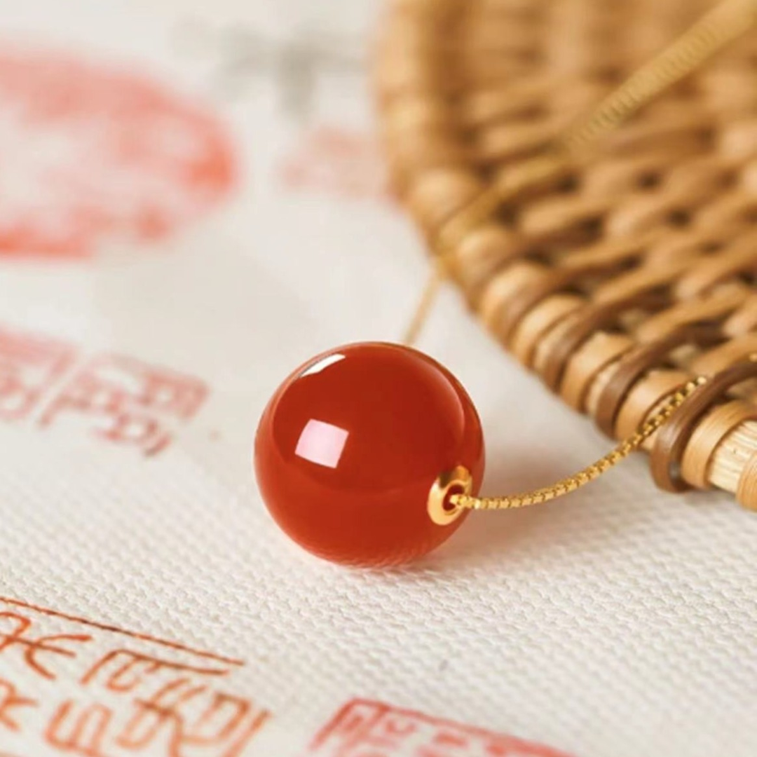 【表哥专属】18K黄金镶嵌相思豆路路通玛瑙吊坠（赠包装，赠链）C112