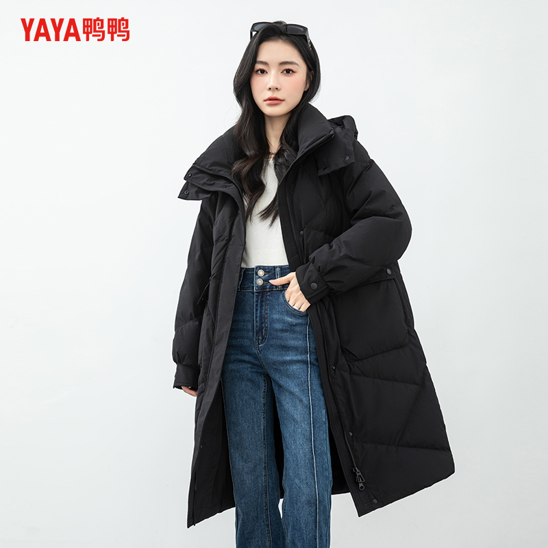 YAYA/鸭鸭好羽绒中长款连帽时尚保暖秋冬羽绒服YE3B604863N秋冬