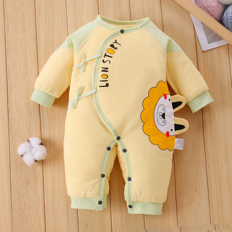 新生儿衣服婴儿连体衣秋冬季保暖夹棉衣纯棉服宝宝冬装初生儿哈衣