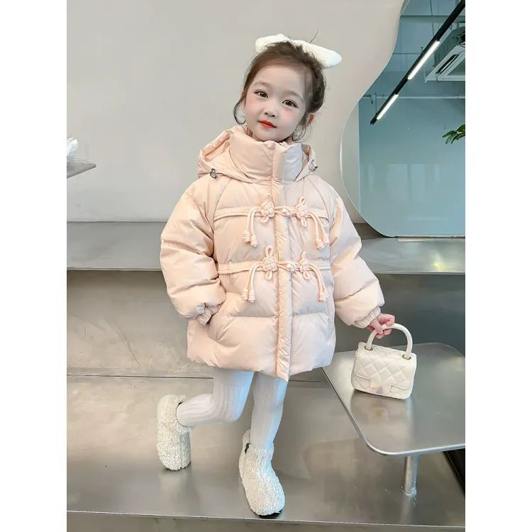 女童棉衣2023冬季新款女宝宝夹棉连帽外套小女孩冬装加绒加厚棉袄