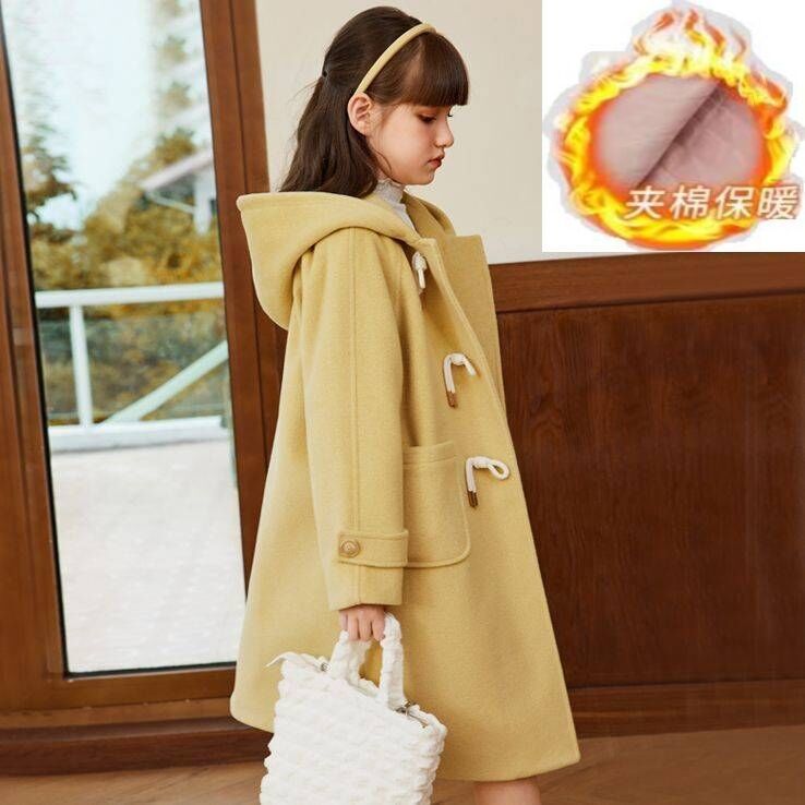 女童外套冬季毛呢2023年新款洋气夹棉加厚中大童秋冬装呢子大衣