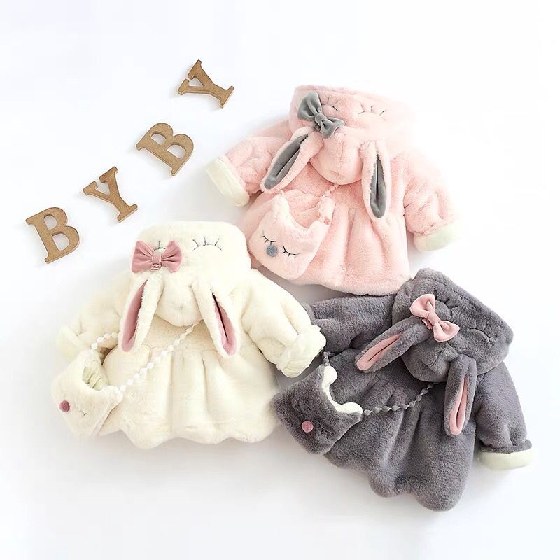 女宝宝加厚毛毛棉衣0-2-4岁女童毛绒外套小童棉服 婴幼儿冬装棉袄