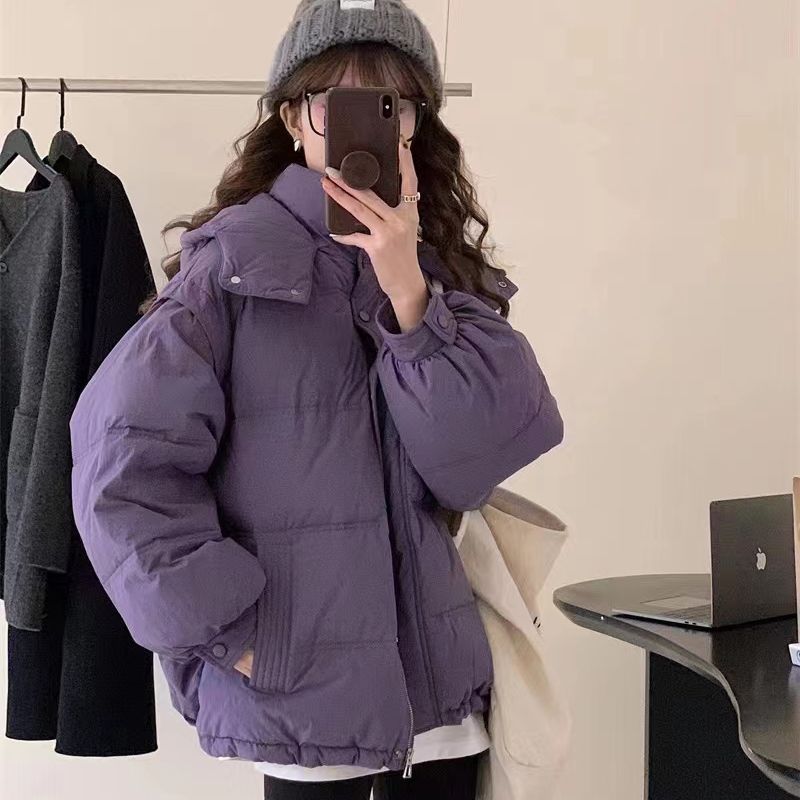 波司澄韩版纯色连帽羽绒服女冬季新款小个子时尚高端宽松白鸭绒外