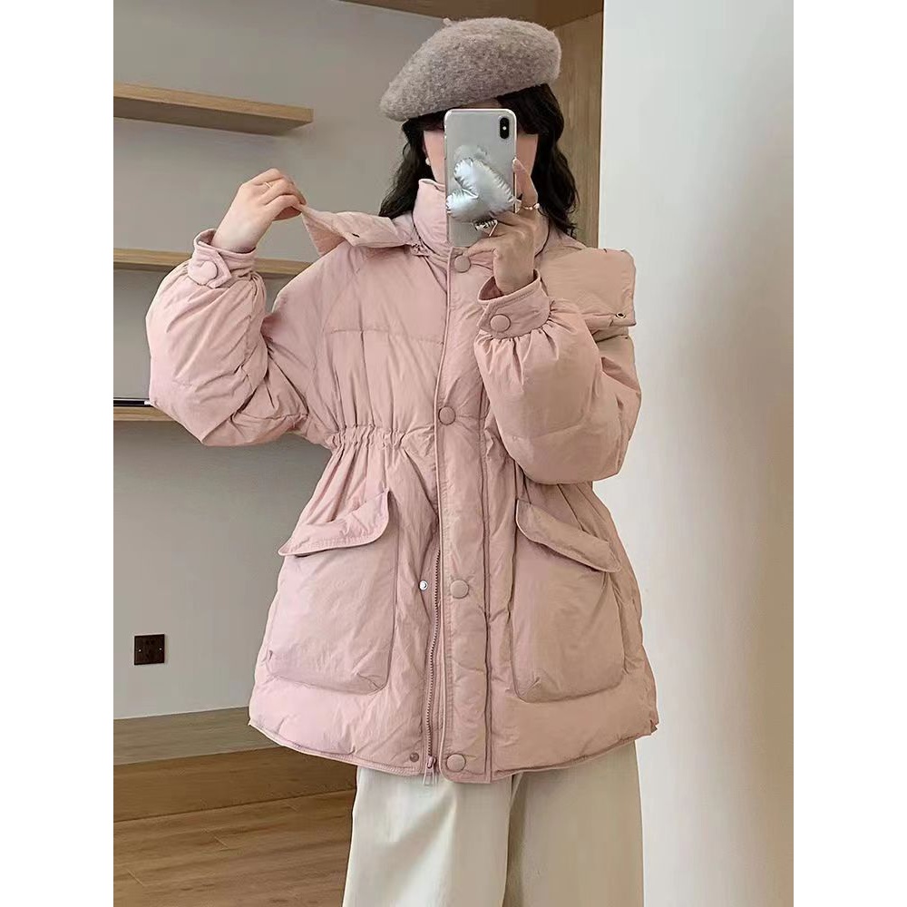 波司澄羽绒服女中长款新款冬装韩版收腰加厚小个子外套连帽白鸭绒
