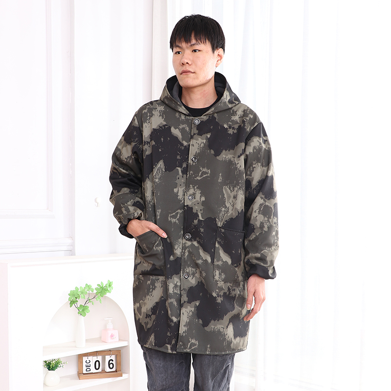 冬季男士加绒加厚迷彩罩衣防风保暖防水防油暖冬神器耐脏工作服