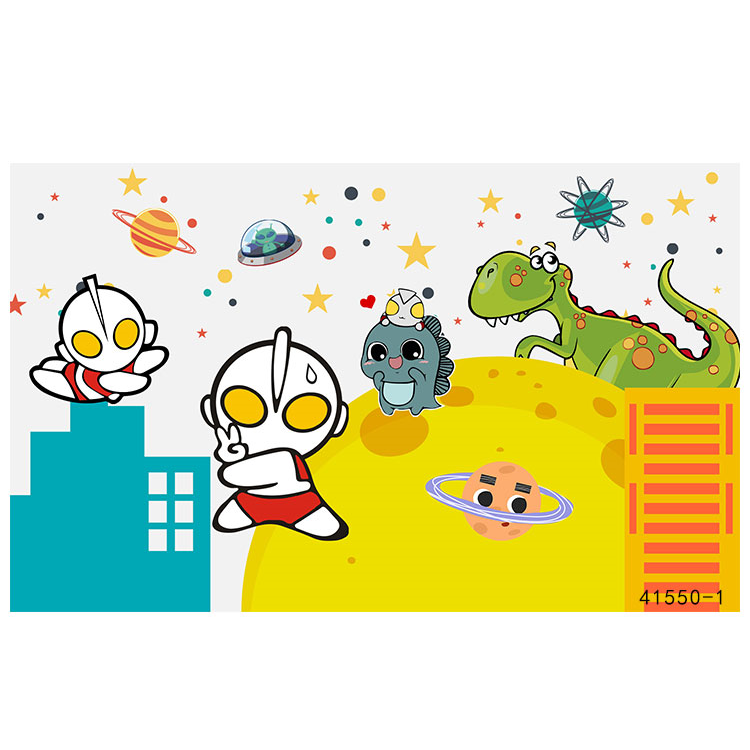 简约男孩房间奥特曼壁纸游乐园童装店墙纸卡通动漫儿童房壁布墙布