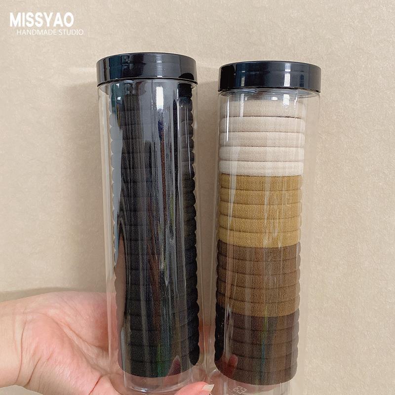 发圈20根1罐高弹力无缝橡女扎头发黑色头绳发饰发绳马尾通用加粗