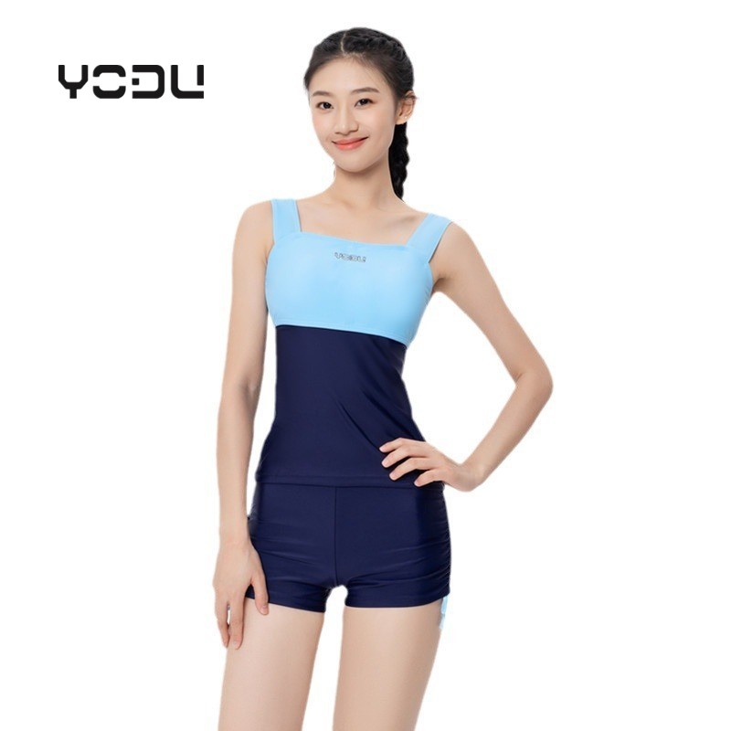 YODU夏季速干防晒保守泳衣分体女款学生时尚上下分体式泳衣平角