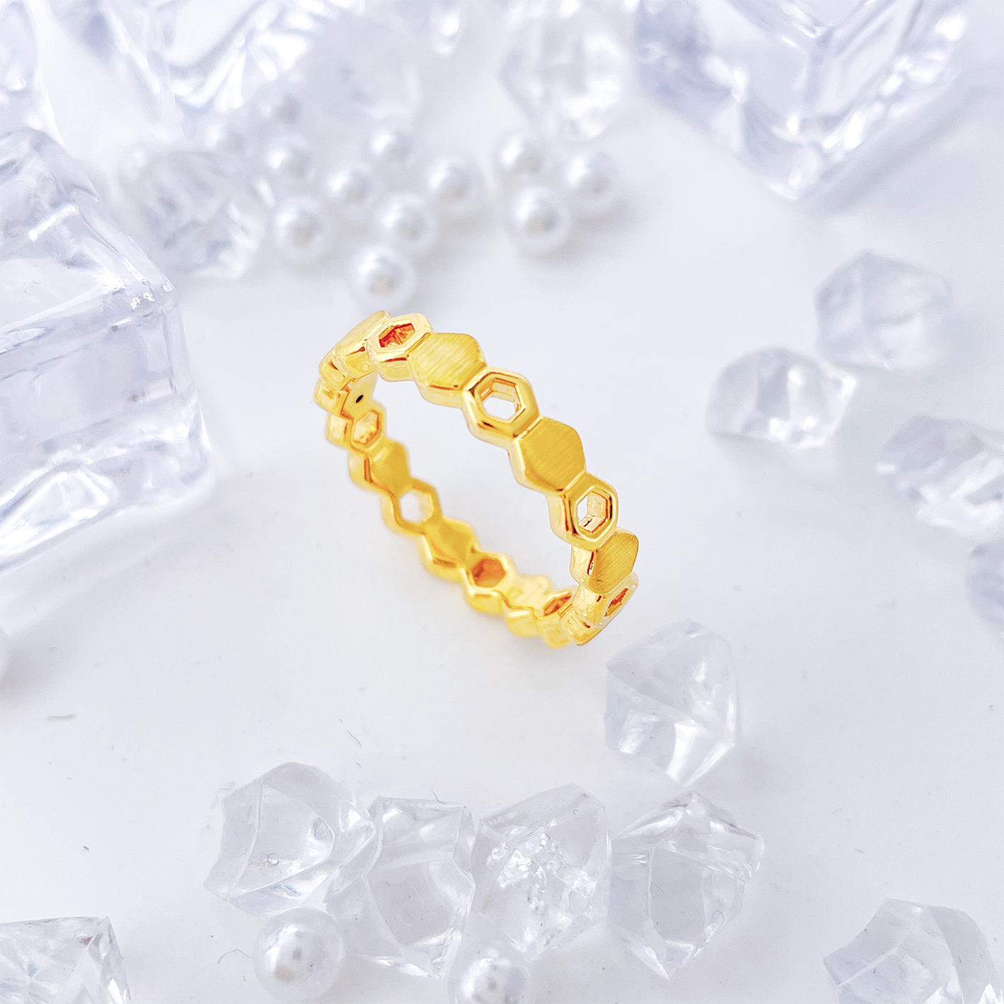 【国潮】足金999 镂空蜂巢戒指 1.21 15圈口