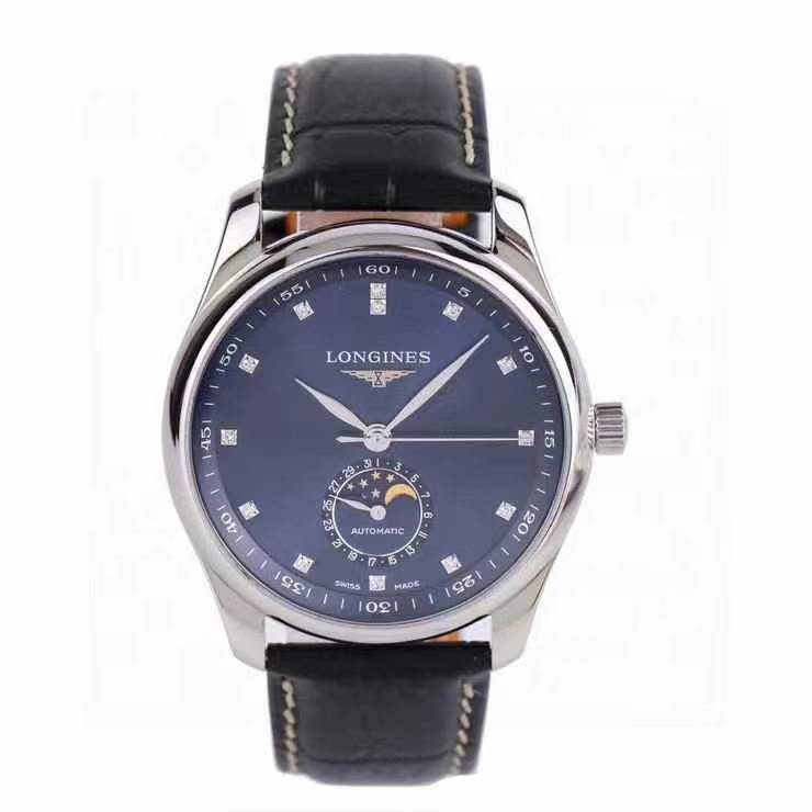 99新 Longines/浪琴 名匠909/蓝盘四针月相/40mm