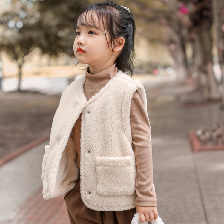 男童女童马甲秋冬洋气加厚上衣保暖羊羔绒外套儿童时尚韩版背心