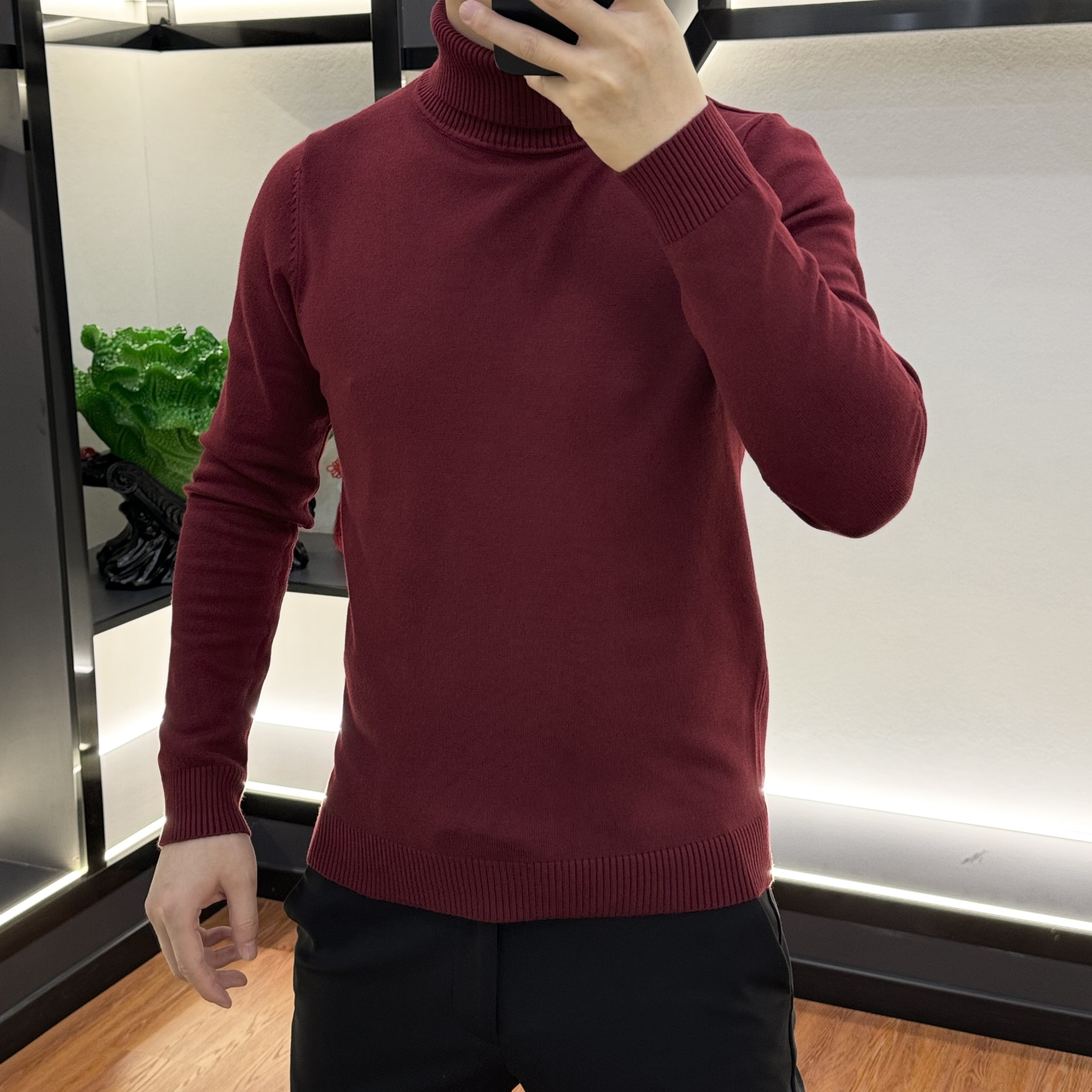 9901-男士新年款春秋冬商务休闲简约时尚百搭修身型男高领针织衫