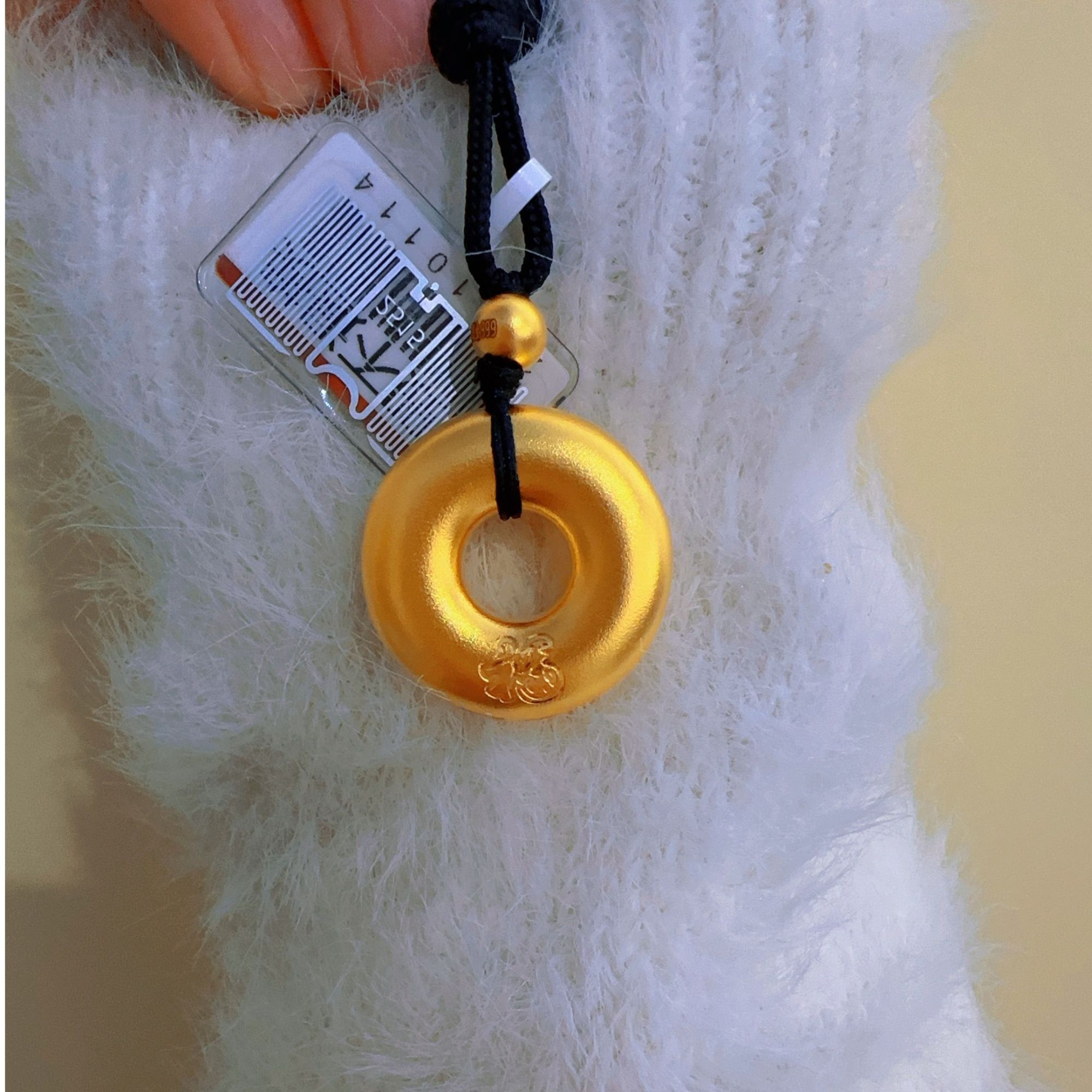 黄金 古法工艺吊坠足金999平安扣吊坠 福字平安扣12.70克