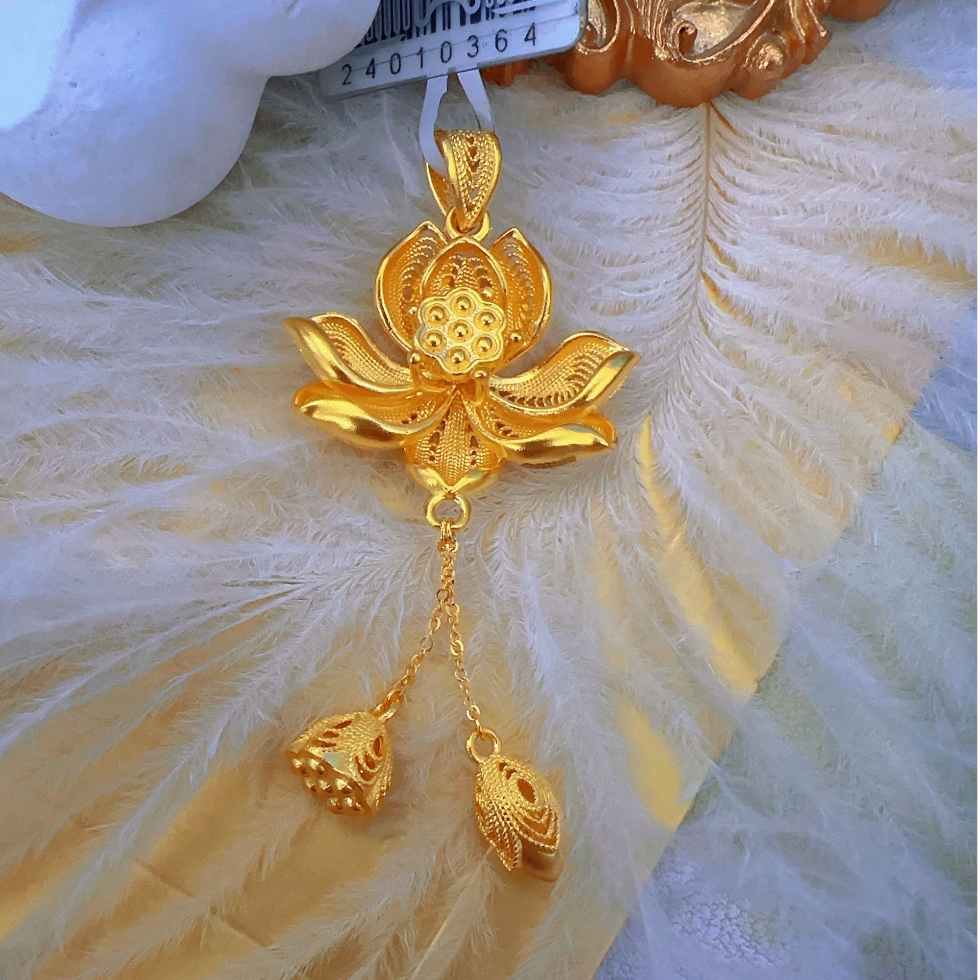 古法花丝莲花黄金吊坠足金999好事莲莲荷花项链【古韵荷花】