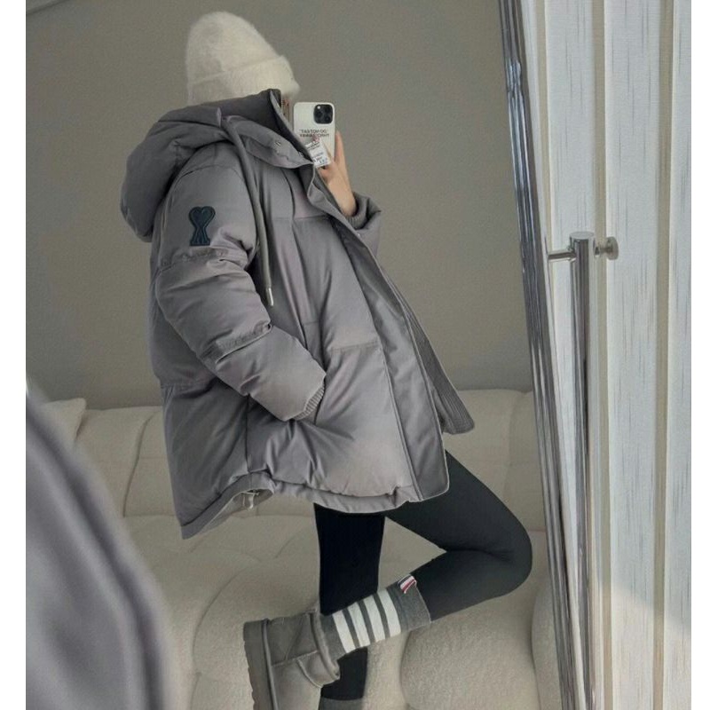 波司澄白鸭绒短款羽绒服年冬新款男女情侣加厚小众设计感冬灰色外