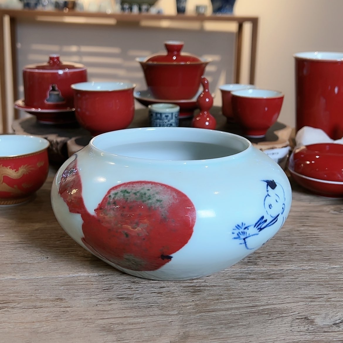 【闪购商品】瓷杯接福图