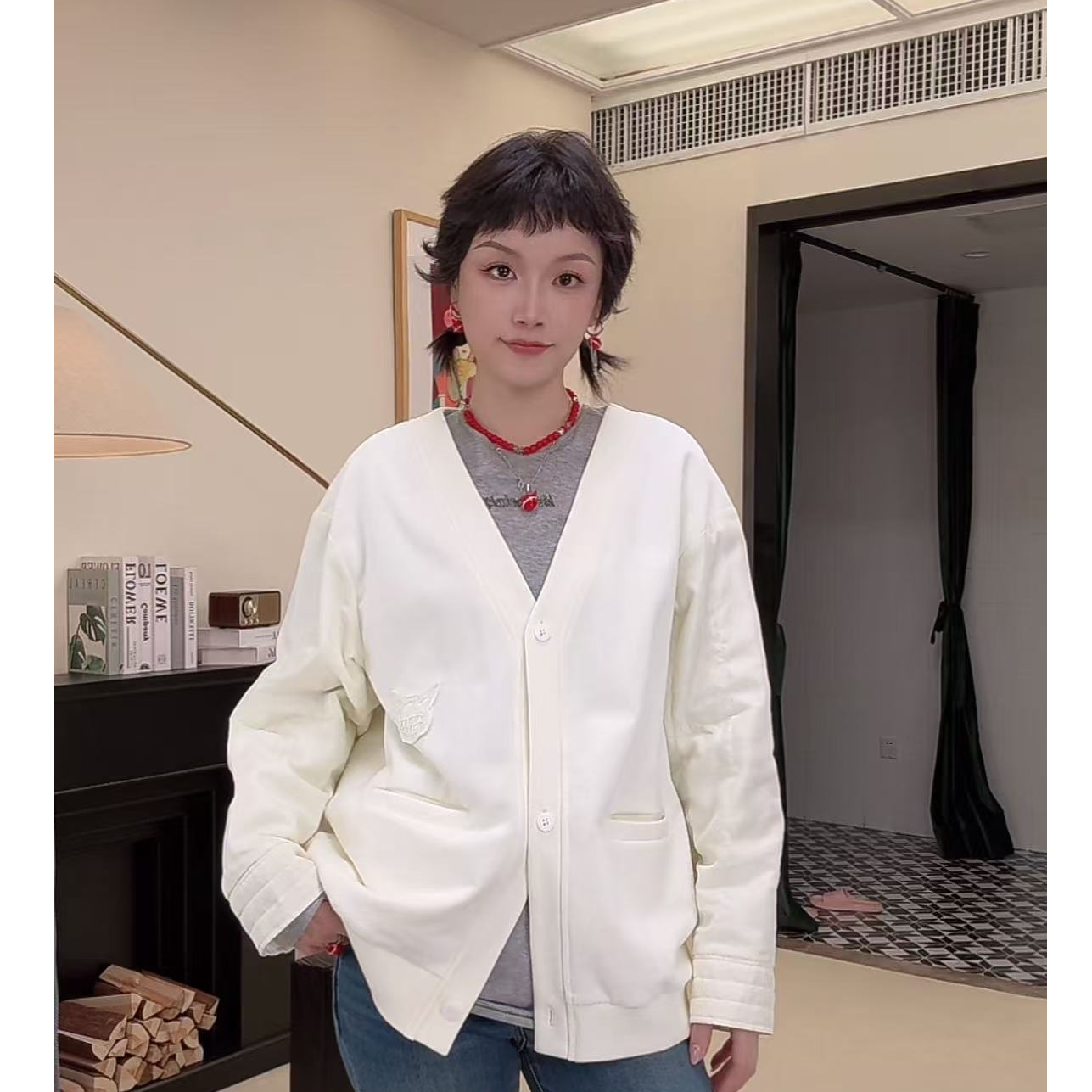 MQ 拼接开衫外套 6252430216002