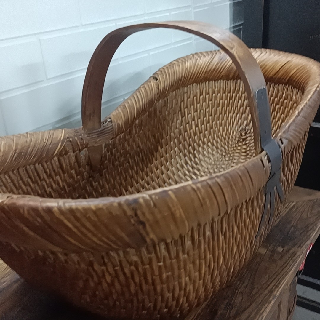 小号编织长方形元宝篮子菜篮收纳筐手工买菜圆形手提篮家用藤编