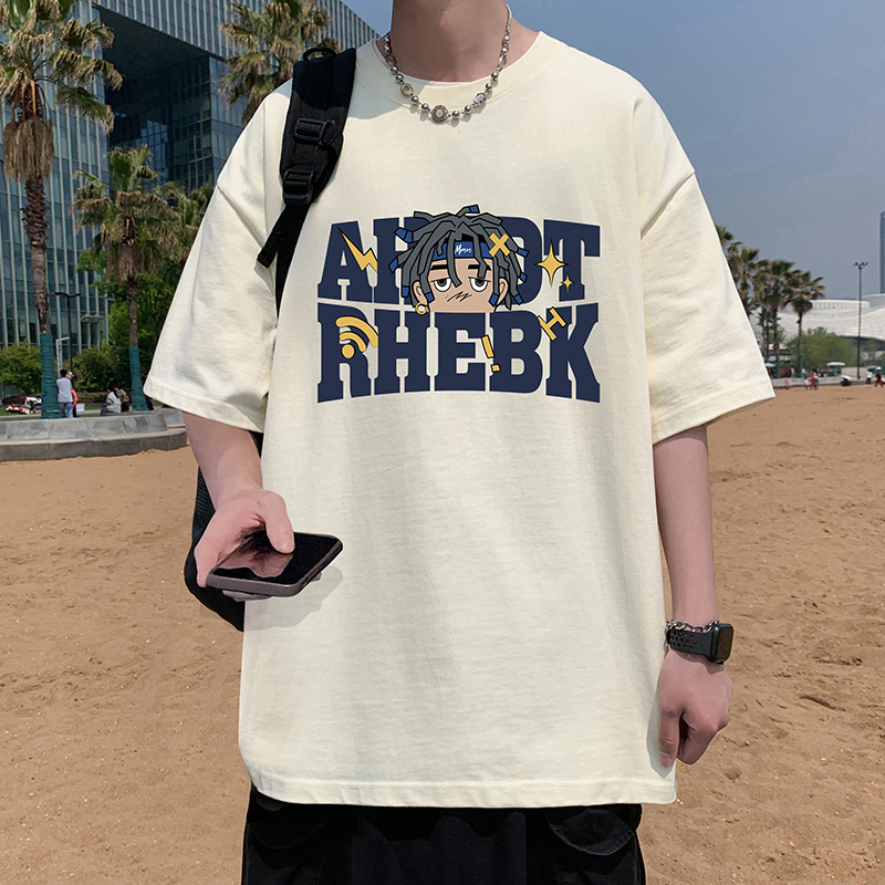 短袖T恤男夏季2025新款立体发泡纯棉体恤衫oversize港风潮牌上衣