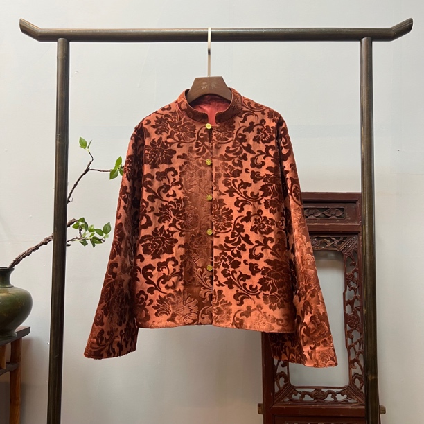 【美拉德】新中式漳绒缎倒大袖外套W50041