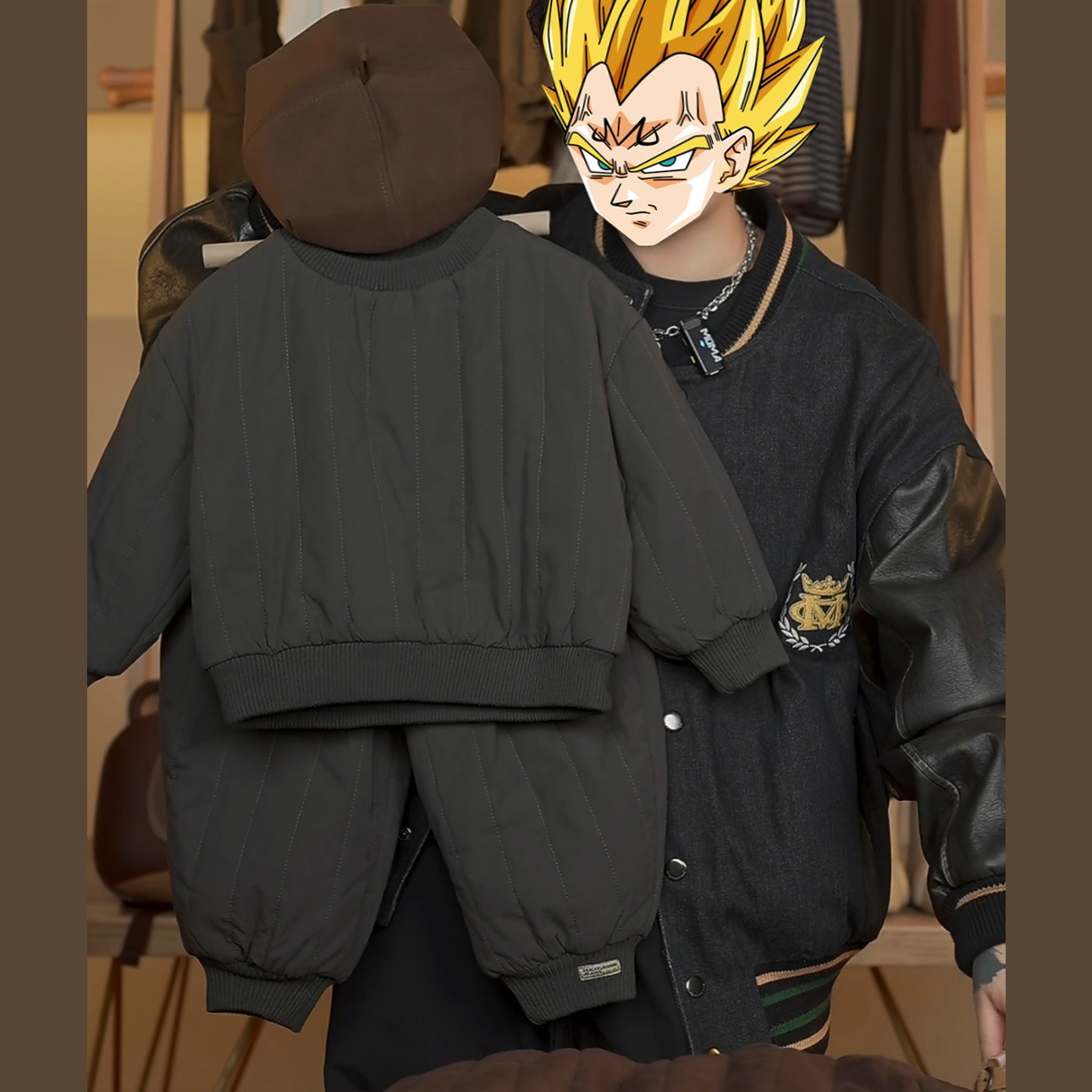 【小饭团】现货】暖冬男童复古小众加绒两件套冬季夹棉套装潮HBB2845
