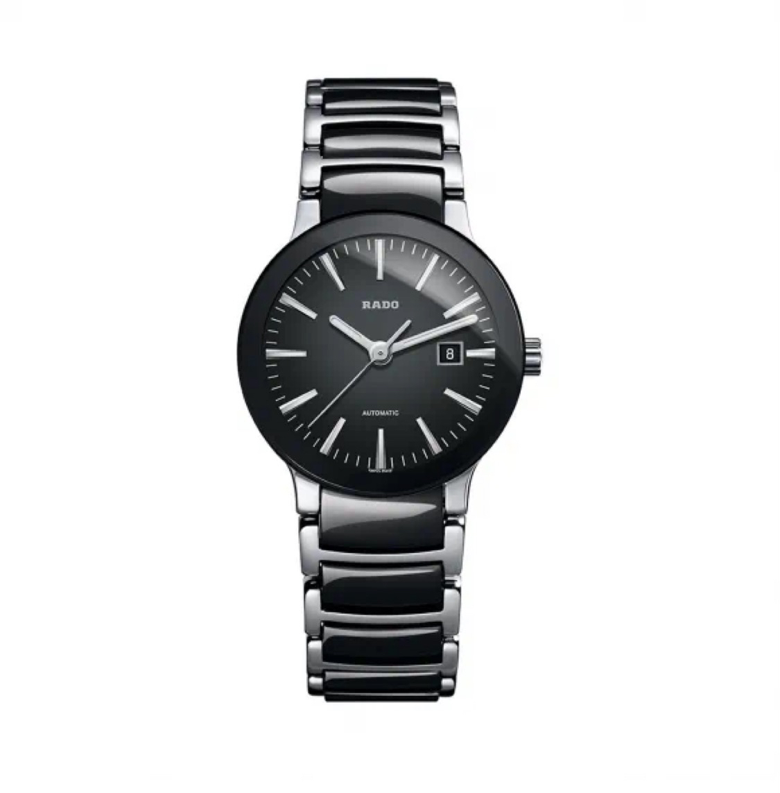 95新 Rado/雷达 /晶萃系列/28表径/自动机械/黑盘条刻/精钢/女士/