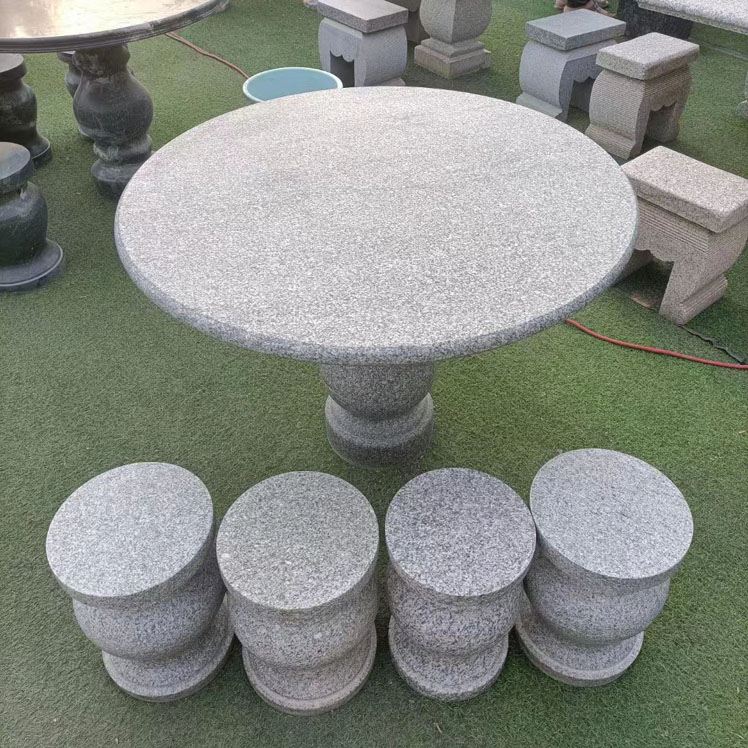 石桌石凳花岗岩圆桌石雕茶几庭院别墅茶桌摆件庭院摆件石雕圆桌