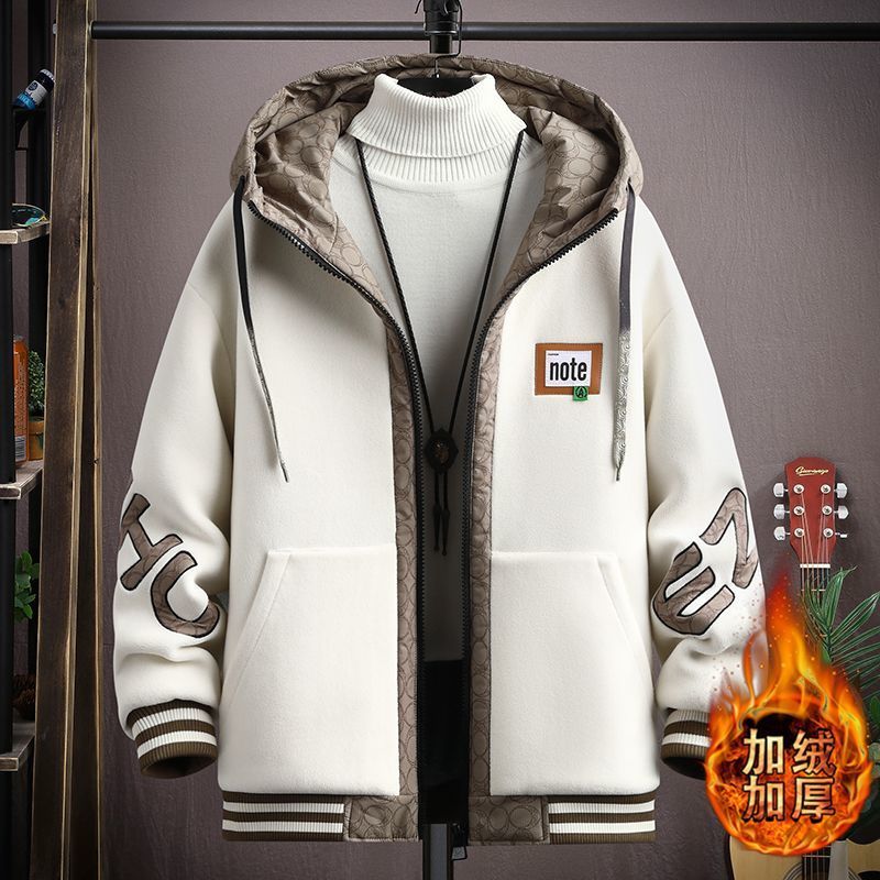 海澜之家奥粒绒外套男秋冬款青少年学生加绒加厚防风保暖潮流棉衣