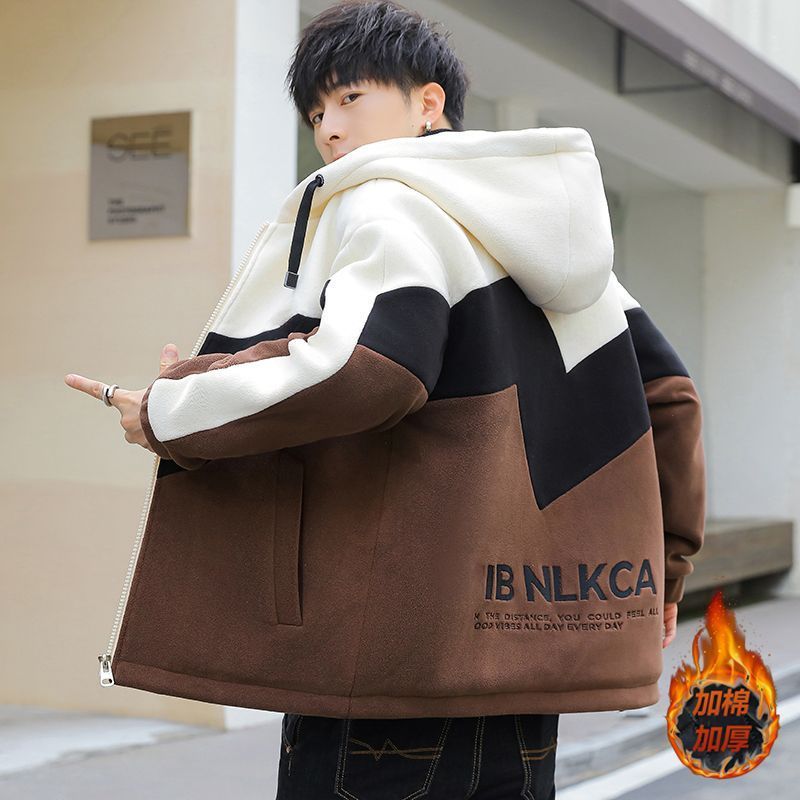 海澜之家奥粒绒连帽夹克外套男秋冬款加棉加厚保暖青年潮牌宽松