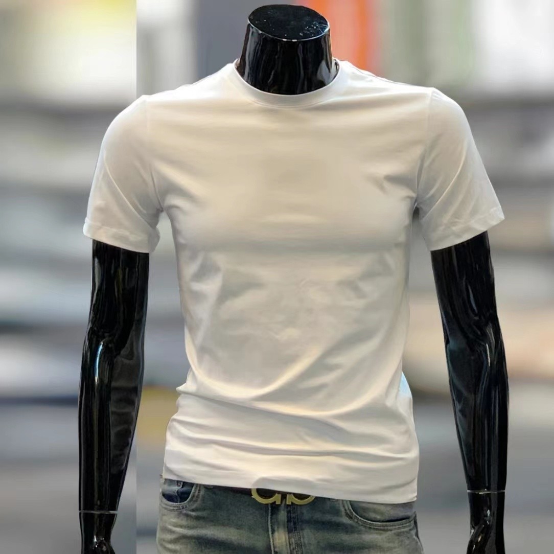 夏季纯色男士短袖百搭圆领半袖上衣服白色男装打底衫修身体恤潮流