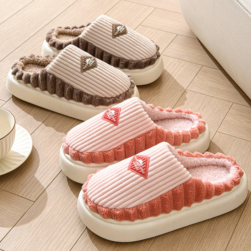居家棉拖鞋男士秋冬季防滑厚底外穿加厚保暖包跟棉拖女士毛毛拖鞋