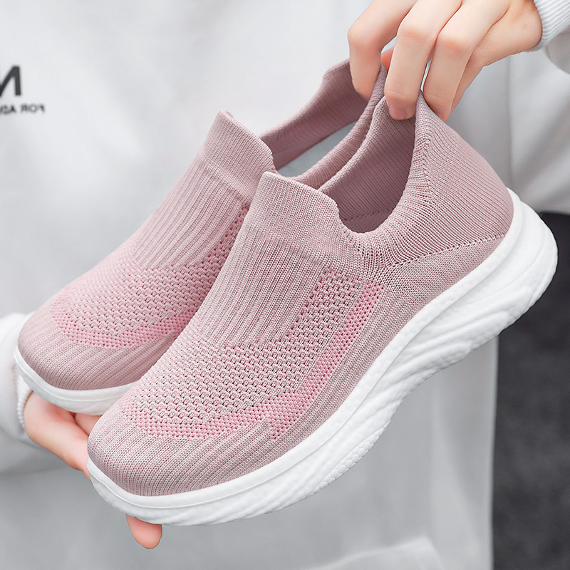 鞋子女2024春夏新款飞织女鞋男女同款休闲鞋聚氨酯轻便一脚蹬布鞋