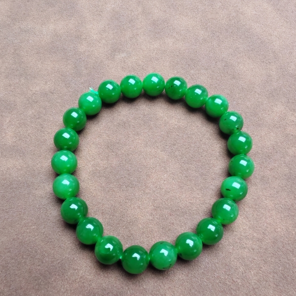 天然和田玉碧玉手串卡8单圈时尚妈妈时尚绿色女士精美满绿菠菜绿