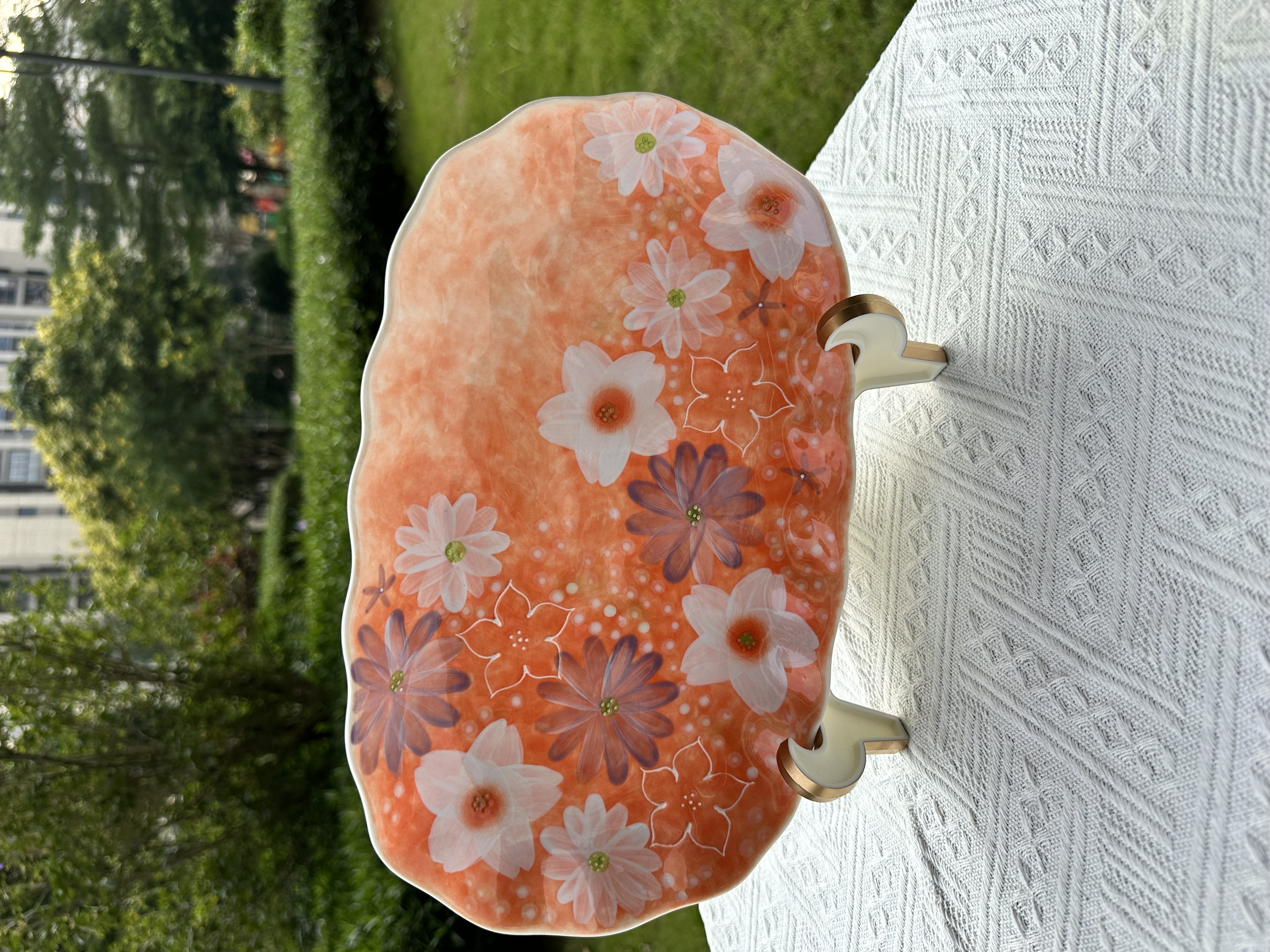 【一起淘儿】B23#濑户烧 粉黛佳人 12寸鱼盘 日式手绘陶瓷